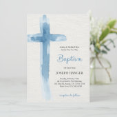 Baptism invitation card featuring blue cross 招待状 (スタンド正面)