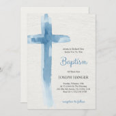 Baptism invitation card featuring blue cross 招待状 (正面/裏面)