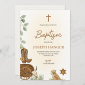 Baptism invitation card with a rustic theme  招待状 (正面/裏面)