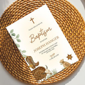 Baptism invitation card with a rustic theme  招待状