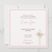 Baptism Invitation Pink Floral Elegant 招待状 (裏面)
