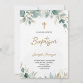 baptism invitation with elegant floral  招待状 (正面)