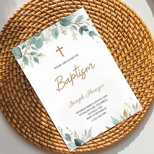baptism invitation with elegant floral  招待状