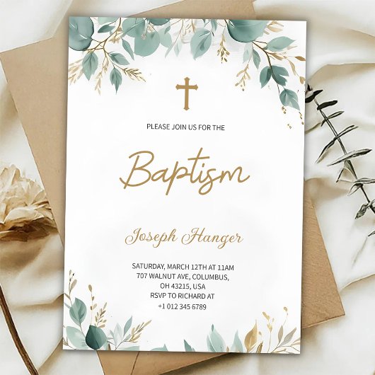 baptism invitation with elegant floral 招待状