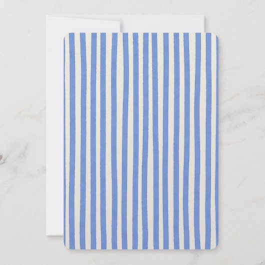 Baptism invitation with fancy blue pinstripes 招待状 (裏面)