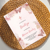 Baptism invitation with floral design  招待状