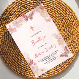 Baptism invitation with floral design  招待状