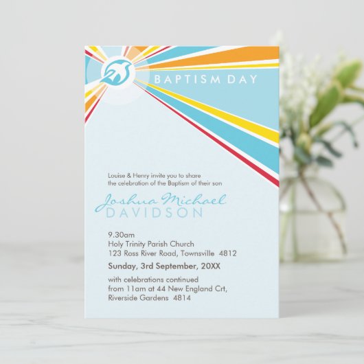 BAPTISM INVITES :: modern dove 5P 招待状 (スタンド正面)