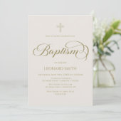 Baptism modern boho gold marfil invitation 招待状 (スタンド正面)