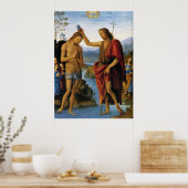 Baptism of Christ by Pietro Perugino ポスター (キッチン)