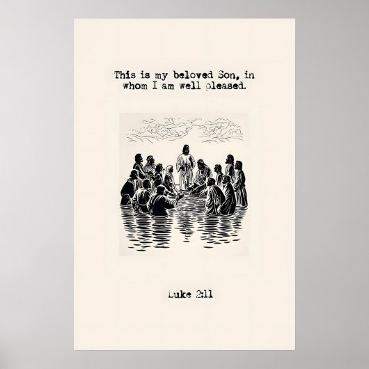 Baptism of Jesus Art Print Scripture Illustration ポスター (正面)