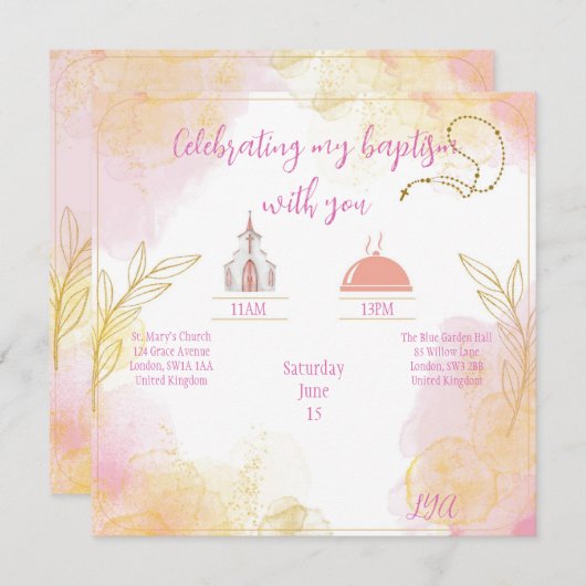 Baptism or Communion invitation 招待状 (正面/裏面)