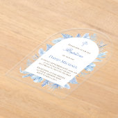 Baptism pastel blue foliage acrylic invitation アクリル招待状 (レイダウン)
