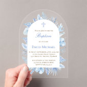 Baptism pastel blue foliage acrylic invitation アクリル招待状 (インサイチュ (ポータブル))
