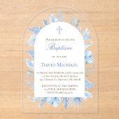 Baptism pastel blue foliage acrylic invitation アクリル招待状 (正面)