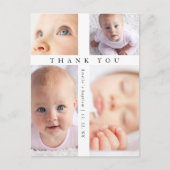 Baptism Photo Collage Cross Modern Thank You ポストカード (正面)