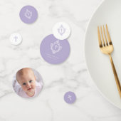 Baptism Photo Lavender Purple White Cross in Crest コンフェッティ (グループ)