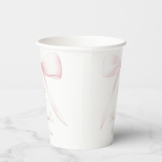 Baptism pink bow baby girl  紙コップ (右)