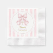 Baptism Pink Bow Baby Girl 縁ありカクテルナプキン (正面)