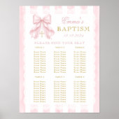 Baptism Pink Bow Baby Girl Seating Chart ポスター (正面)