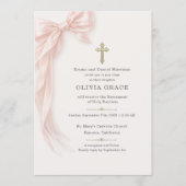 Baptism Pink Coquette Bow Girl 招待状 (正面)