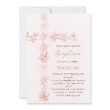 Baptism pink floral cross 