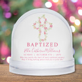 Baptism Pink Watercolor Floral Cross Custom 