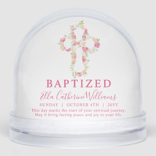 Baptism Pink Watercolor Floral Cross Custom  (正面)
