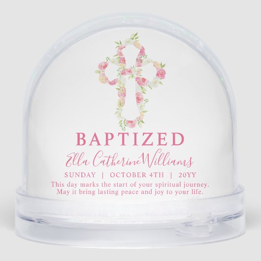 Baptism Pink Watercolor Floral Cross Custom  (裏面)