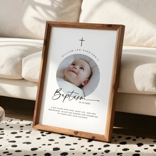 Baptism Round Photo Keepsake ポスター