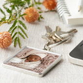 Baptism Simple Elegant Modern Heart Baby Photo キーホルダー (側面)