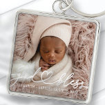 Baptism Simple Elegant Modern Heart Baby Photo キーホルダー<br><div class="desc">This simple and modern design is composed of serif typography and add a custom photo,  add baby's name and month and year of baptism</div>