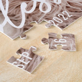 Baptism Simple Elegant Modern Heart Baby Photo ジグソーパズル (側面)