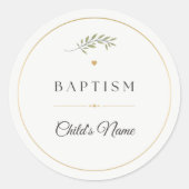 Baptism Sticker | Personalized Botanical ラウンドシール (正面)
