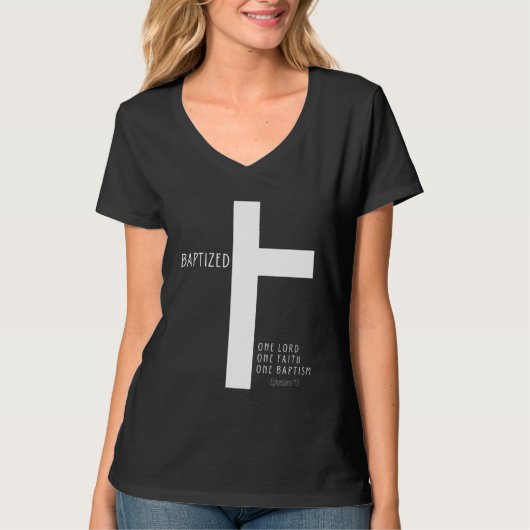Baptism tee Eph 45 1 LORD 1 FAITH 1 BAPTISM Tシャツ (正面)