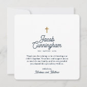 Baptism Thank You Modern Simple Gold Cross ノートカード (正面)