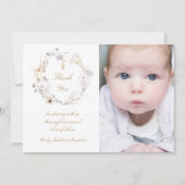 Baptism thank you  wildflowers wreath invitation 招待状 (正面)