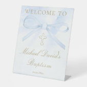 Baptism watercolor blue bow 台座サイン (正面)