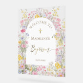 Baptism watercolor meadow flowers アクリルサイン (傾斜)