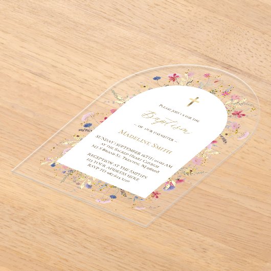 Baptism wildflowers アクリル招待状 (レイダウン)