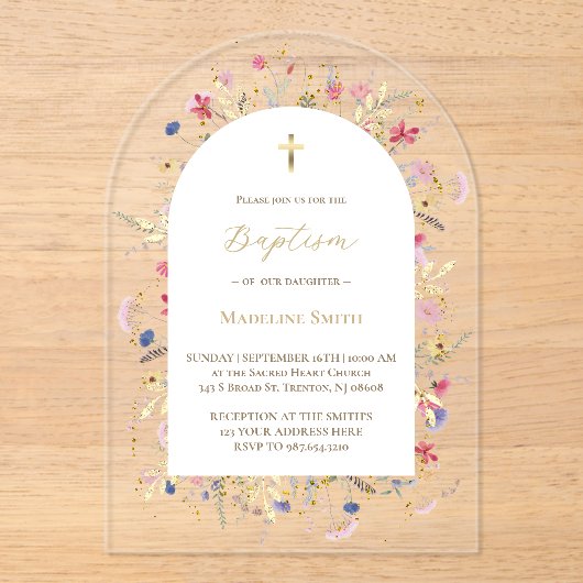 Baptism wildflowers アクリル招待状 (正面)