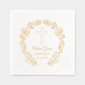 Baptized Floral Cross Religious Event  箔ナプキン (正面)