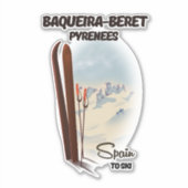 Baqueira-Beretスペインのスキーポスター。 シール (正面)