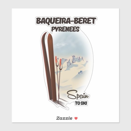 Baqueira-Beretスペインのスキーポスター。 シール (シート)