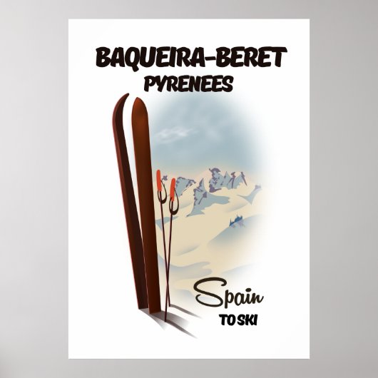 Baqueira-Beretスペインのスキーポスター。 ポスター (正面)