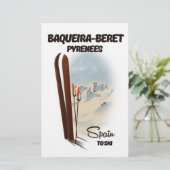 Baqueira-Beretスペインのスキーポスター。 便箋 (スタンド正面)