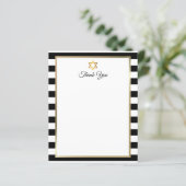 Bar Bat Mitzvah Black White Stripe Thank You Note (スタンド正面)