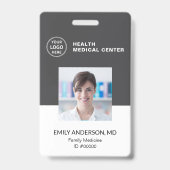 Bar Code ID Hospital Clinic Doctor Employee Gray バッジ (正面)