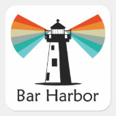 Bar Harbor Maine Lighthouse Rainbow スクエアシール (正面)