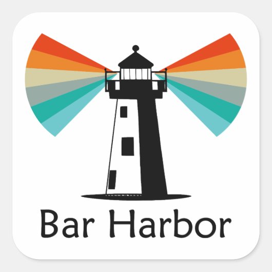 Bar Harbor Maine Lighthouse Rainbow スクエアシール (正面)
